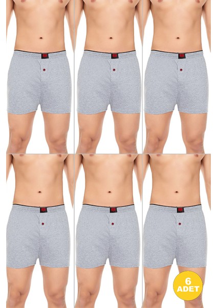 Erkek 6'lı Penye Düğmeli Rahat Karışık Boxer - Özel Premium Paketinde