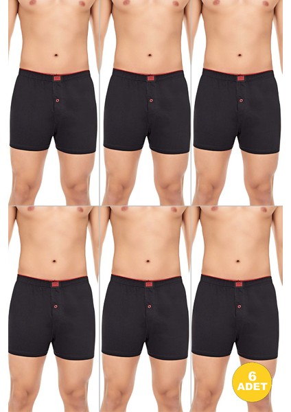 Erkek 6'lı Penye Düğmeli Rahat Karışık Boxer - Özel Premium Paketinde
