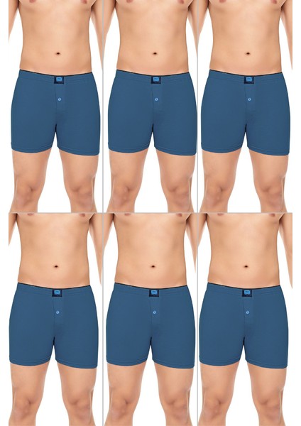Erkek 6'lı Penye Düğmeli Rahat Karışık Boxer - Özel Premium Paketinde fiyatları