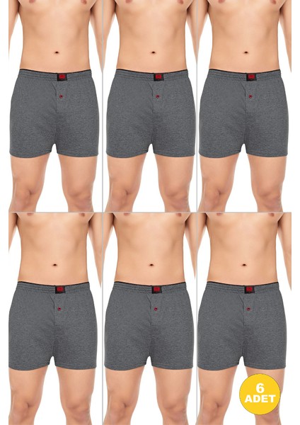 Erkek 6'lı Penye Düğmeli Rahat Karışık Boxer - Özel Premium Paketinde