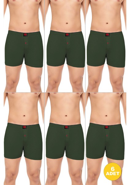 Erkek 6'lı Penye Düğmeli Rahat Karışık Boxer - Özel Premium Paketinde