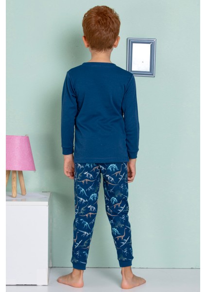 Erkek Çocuk Dinazor Desenli Uzun Kollu Pijama Takımı modelleri