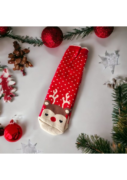 Yılbaşı Temalı Uzun Havlu Çorap Christmas Yeni Yıl