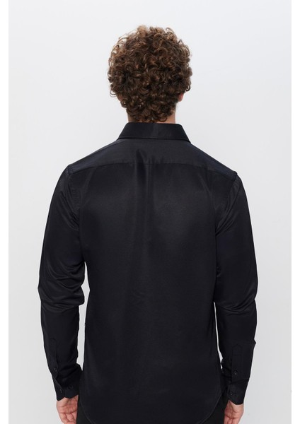 Slim Fit Dar Kesim Uzun Kollu Önden Kulplu Düz 4 Mevsim Erkek Gömlek indirimleri