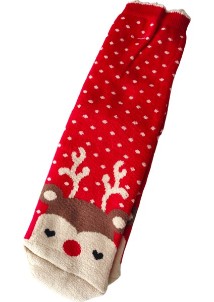 Yılbaşı Temalı Uzun Havlu Çorap Christmas Yeni Yıl