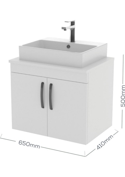 D10 Next Lavabo Dolabı Kapaklı 65 cm Melamin Kapak