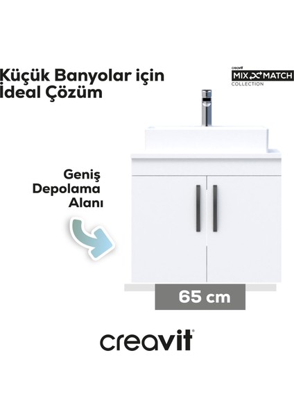 D10 Next Lavabo Dolabı Kapaklı 65 cm Melamin Kapak