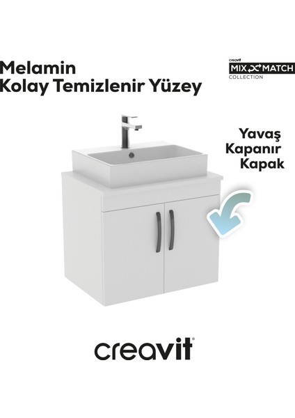 D10 Next Lavabo Dolabı Kapaklı 65 cm Melamin Kapak