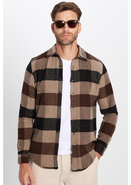 Erkek Slim Fit Dar Kesim Oduncu Kareli Kışlık Gömlek fiyatları