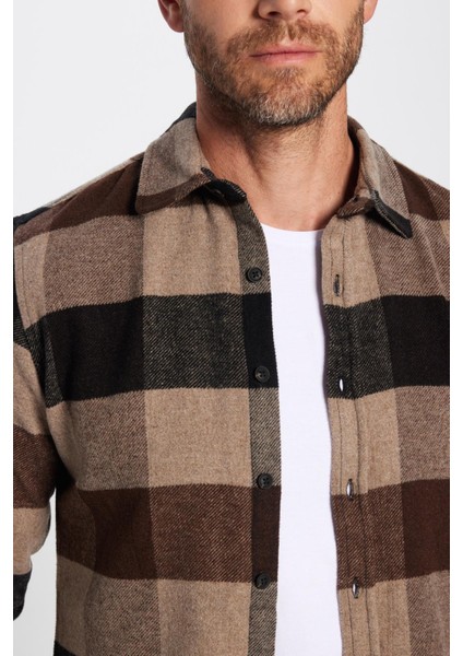 Erkek Slim Fit Dar Kesim Oduncu Kareli Kışlık Gömlek modelleri