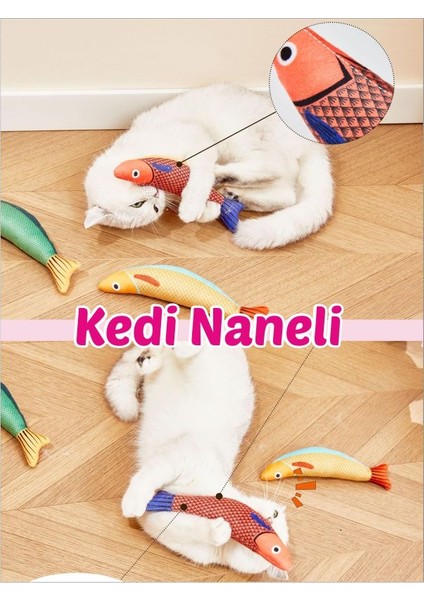 Kedi Oyuncakları Kedi Naneli, Zilli, Kumaş Oyuncak Karışık Renk ve Desenden, 5 Adet Oyuncak