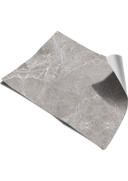 Mutfak Tezgah Üstü Gri Mermer Desen Kendinden Yapışkanlı Folyo Kaplama 70 cm x 100 cm