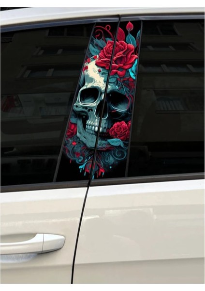 Reklam Kuru Kafa Araç Kapı Direk Kaplama Folyosu Desenli Sticker Ragle Hediyeli 22X50 cm 2 Adet