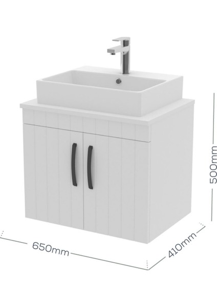 D10 Next Lavabo Dolabı Kapaklı 65 cm Melamin Gövde Lake Kapak