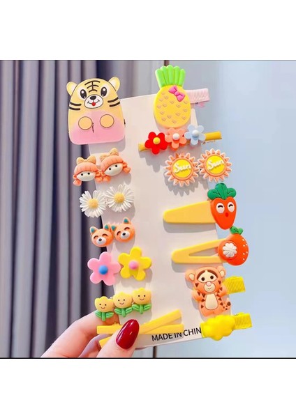 Çocuk Karikatür Kız Küçük Kaplan 14 Parça Toka Seti (Yurt Dışından)