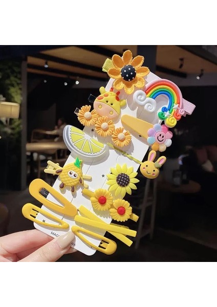 Sevimli Karikatür Kız Limonlu 14 Parça Toka Seti (Yurt Dışından)