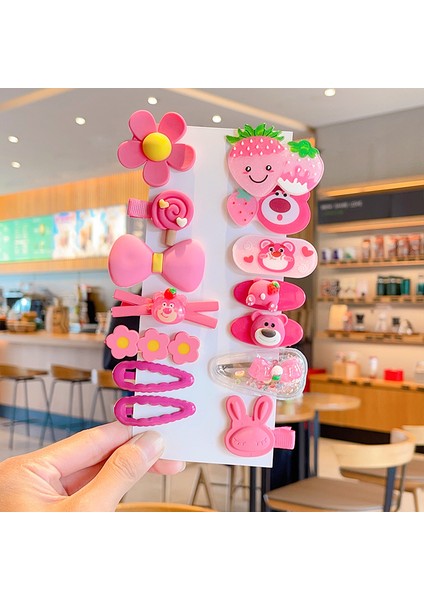 Kız Çocukları Için Karikatür Çocuk Süsleri Saç Gül Çilek Ayı 14 Parçalı Toka Seti (Yurt Dışından)