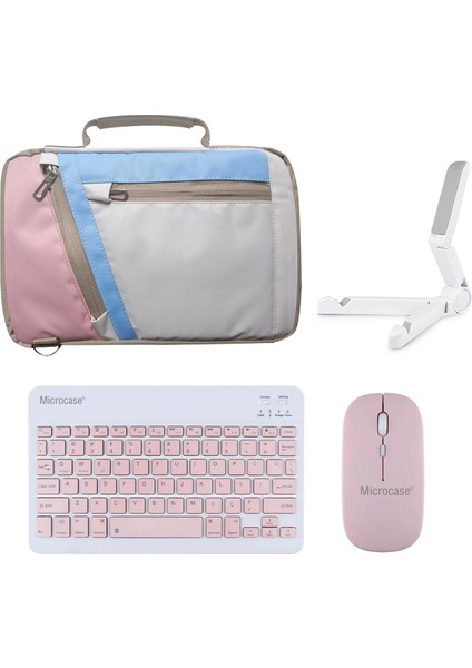 Xiaomi Redmi Pad Se 8.7 Inch ile Uyumlu Tablet Çanta+Türkçe Bluetooth Klavye +Mouse+ Standı - Pembe AL4382