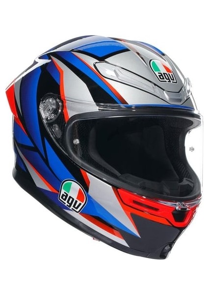 K6 S Slashcut Mavi Kırmızı Kapalı Kask