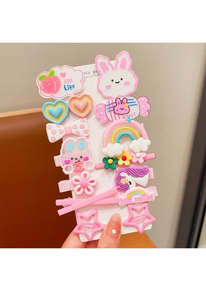 Kız Çocuk Dekorasyon Tavşan Şeker 14 Parça Toka Seti (Yurt Dışından)