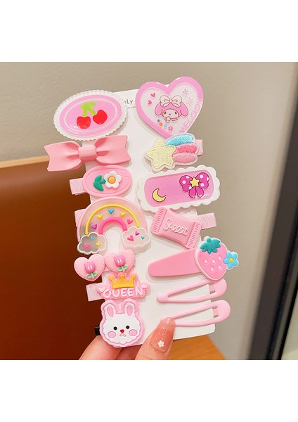 Kız Çocuk Dekorasyonu Gökkuşağı Tavşan 14 Parça Toka Seti (Yurt Dışından)