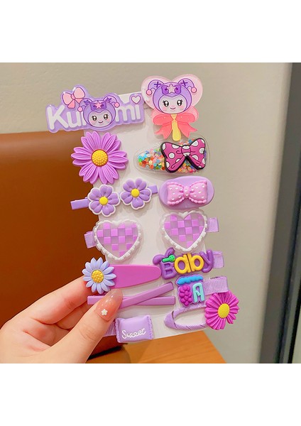 Kız Çocuk Saç Çocuk Süslemeleri Love Kuromi 14 Parçalı Toka Seti (Yurt Dışından)