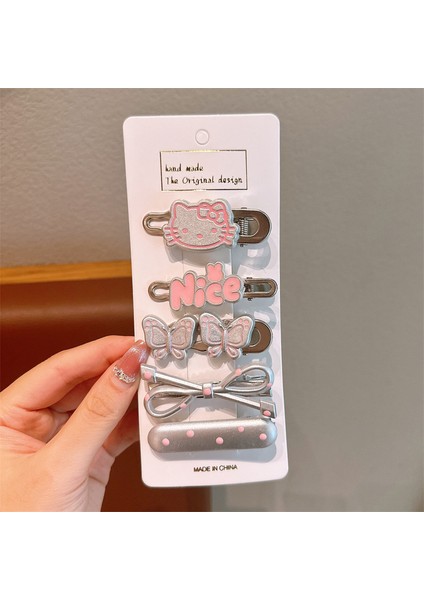 Karikatür Çocuk Saç Aksesuarları Kız Süslemeleri Gri Kedi Toka Seti (Yurt Dışından)