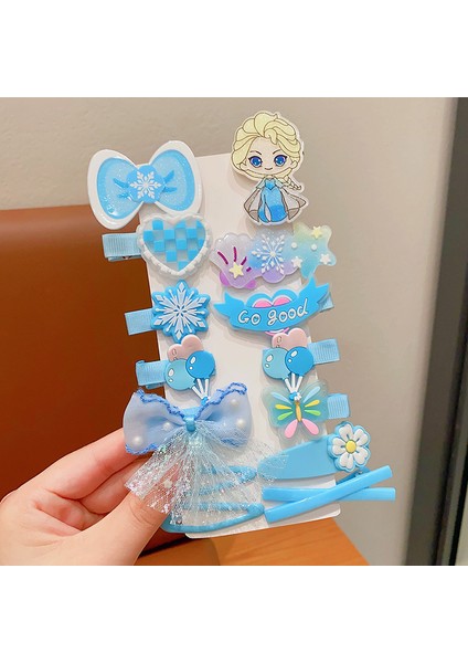 Kız Çocuk Dekorasyon Buz ve Kar Elsa 14 Parça Toka Seti (Yurt Dışından)