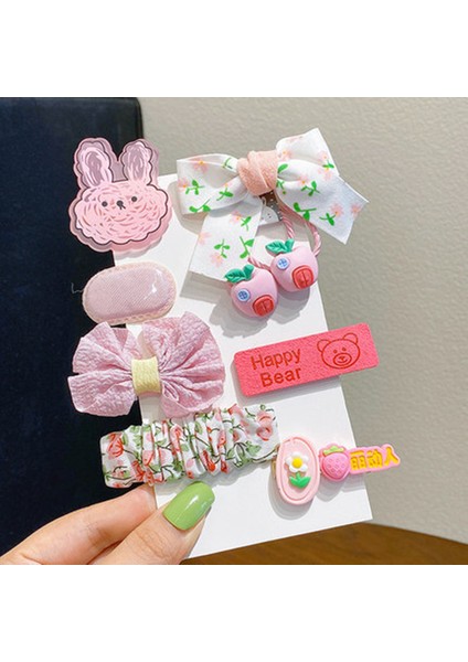 Karikatür Çocuk Kız Saç Aksesuarları Tavşan 9 Parçalı Toka Seti (Yurt Dışından)