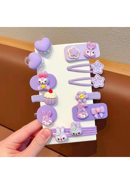 Kız Saç Dekorasyon Tavşan Yıldız 12 Parça Toka Seti (Yurt Dışından)