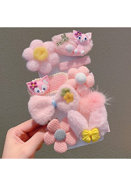 Kız 8 Parçalı Peluş Saç ve Toka Seti (Yurt Dışından)