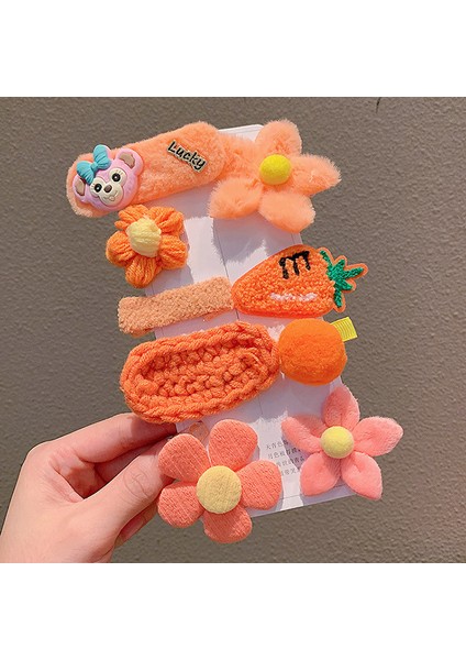 Kız 8 Parçalı Peluş Saç ve Toka Seti (Yurt Dışından)