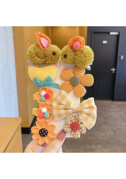Çocuk Saç Aksesuarları Kız Çocukları Için Tavşanlı Saç 9 Parçalı Toka Seti (Yurt Dışından)