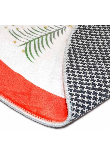 Çam Ağacı Ayak Halısı Örtüsü, Yılbaşı Ağacı Altı Örtüsü, Çamlı Desen 80 x 80 cm Dokuma Taban