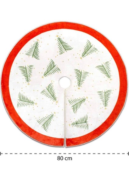 Çam Ağacı Ayak Halısı Örtüsü, Yılbaşı Ağacı Altı Örtüsü, Çamlı Desen 80 x 80 cm Dokuma Taban