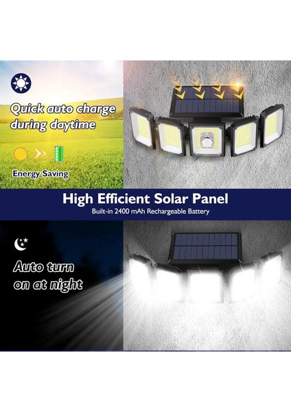 Su Geçirmez 300 Ledli Sensörlü Sokak Lambası Güneş Enerjili Kumandalı 3 Metre Kablolu Solar