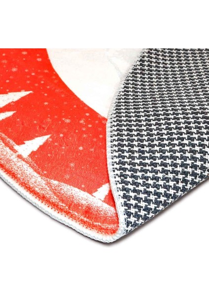 Çam Ağacı Ayak Halısı Örtüsü, Yılbaşı Ağacı Altı Örtüsü, Çamlı Desen 80 x 80 cm Dokuma Taban
