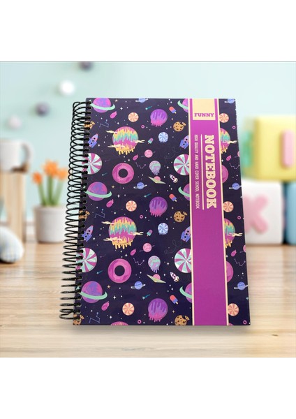 MİKRO 17X24 cm Desenli Çizgili Defter Spiralli