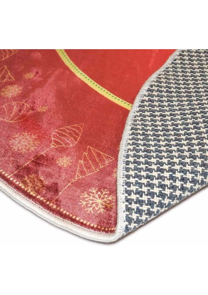 Çam Ağacı Ayak Halısı Örtüsü, Yılbaşı Ağacı Altı Örtüsü, Çamlı Desen 80 x 80 cm Dokuma Taban