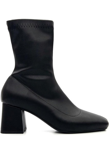 Potinonline K900 Kadın Küt Burun Streç Kalın Topuk Bot