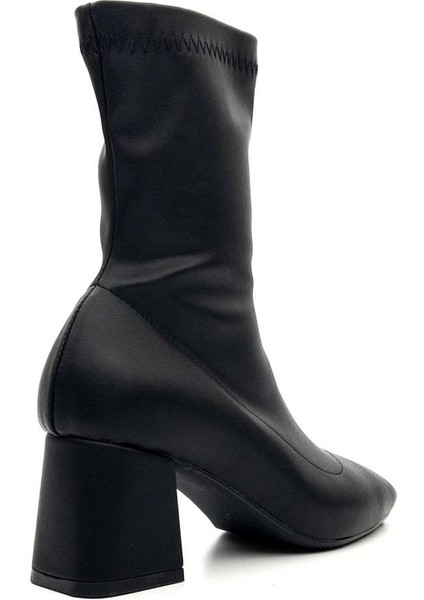 Potinonline K900 Kadın Küt Burun Streç Kalın Topuk Bot modelleri