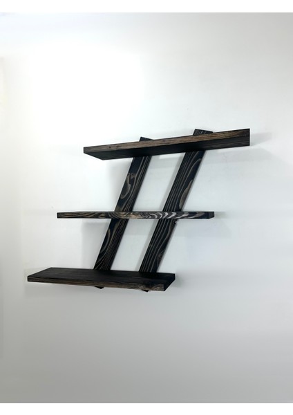 Doğal Ahşap Dekoratif Simetrik 3 Katlı Vintage Duvar Rafı fiyatları