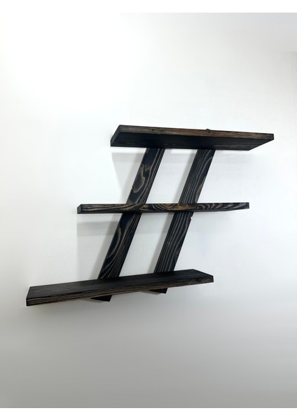 Doğal Ahşap Dekoratif Simetrik 3 Katlı Vintage Duvar Rafı fırsatları