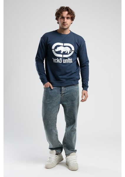 ECKO UNLTD Lıberty Lacivert Bisiklet Yaka Baskılı Loose Fit Erkek Sweatshirt modelleri