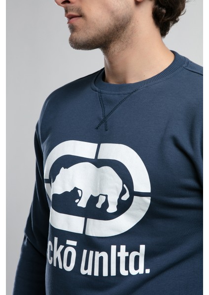 ECKO UNLTD Lıberty Lacivert Bisiklet Yaka Baskılı Loose Fit Erkek Sweatshirt fırsatları