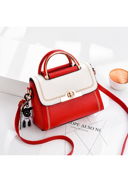 Moda Kontrast Renk Sevimli Omuz Crossbody Küçük Kare Çanta (Yurt Dışından)