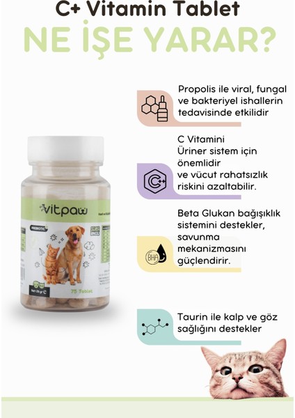 Immune C Tablet (Kedi ve Köpekler Için Destekleyici Tablet 75 Tablet)