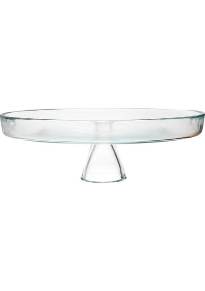 Ayaklı Şeffaf Cam Sunum Tabağı 33 cm Büyük Boy fiyatları