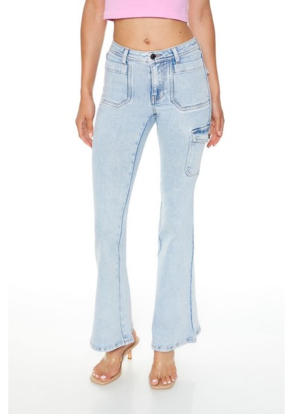 F21 Low-Rise Flare Kargo Jean Pantolon