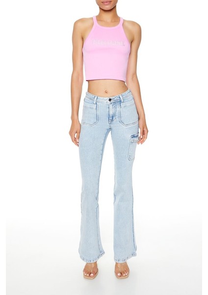 F21 Low-Rise Flare Kargo Jean Pantolon